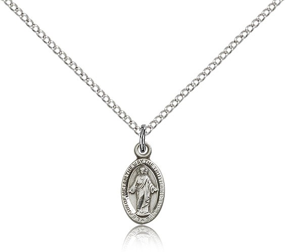 Scapular Medal, Sterling Silver - 18&quot; 1.2mm Sterling Silver Chain + Clasp