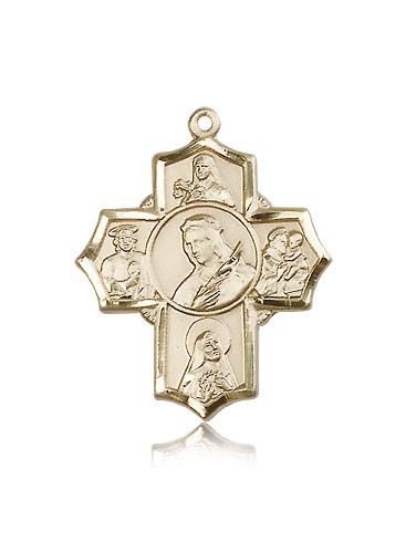 St. Philomena, St. Theresa, St. Rita, St. Anthony, St. Jude Medal, 14 Karat Gold - 14 KT Yellow Gold