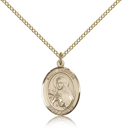St. Theresa Medal, Gold Filled, Medium - Gold-tone