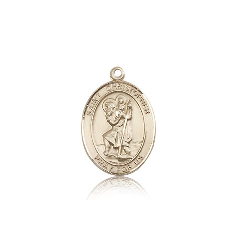 St. Christopher Medal, 14 Karat Gold, Medium - 14 KT Yellow Gold