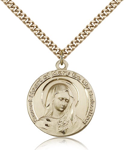 Mary Medal, Gold Filled - 24&quot; 2.4mm Gold Plated Endless Chain