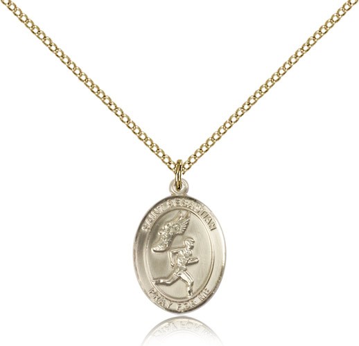 St. Sebastian Track and Field Medal, Gold Filled, Medium - Gold-tone