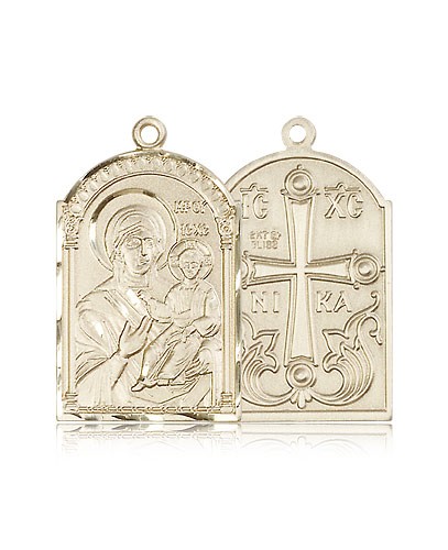 Mother of God Medal, 14 Karat Gold - 14 KT Yellow Gold