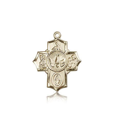 5 Way Cross Pendant, 14 Karat Gold - 14 KT Yellow Gold