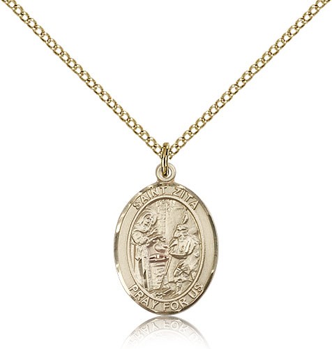 St. Zita Medal, Gold Filled, Medium - Gold-tone