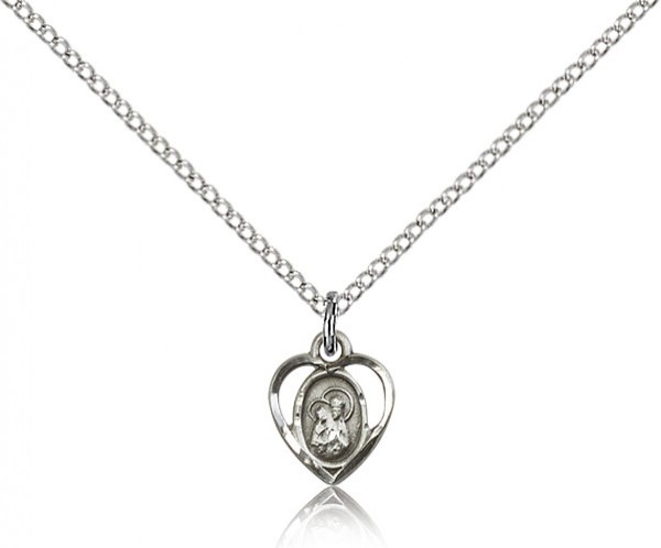 St. Ann Medal, Sterling Silver - 18&quot; 1.2mm Sterling Silver Chain + Clasp