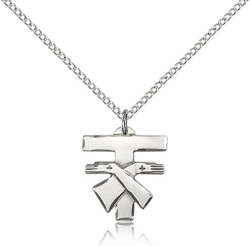 Franciscan Cross Pendant, Sterling Silver - 18&quot; 1.2mm Sterling Silver Chain + Clasp