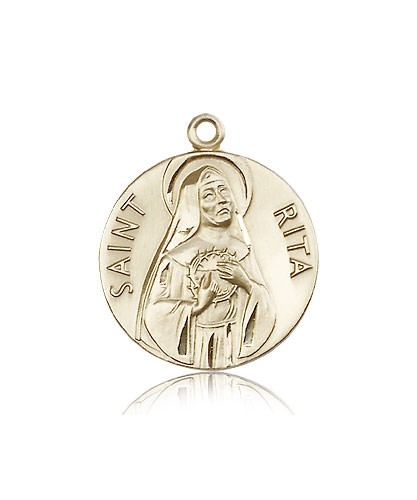 St. Rita of Cascia Medal, 14 Karat Gold - 14 KT Yellow Gold