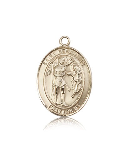 St. Sebastian Medal, 14 Karat Gold, Large - 14 KT Yellow Gold