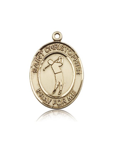 St. Christopher Golf Medal, 14 Karat Gold, Large - 14 KT Yellow Gold