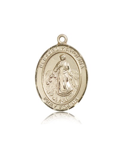 Blessed Karolina Kozkowna Medal, 14 Karat Gold, Large - 14 KT Yellow Gold