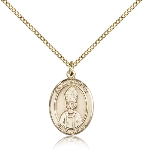 St. Anselm of Canterbury Medal, Gold Filled, Medium - Gold-tone