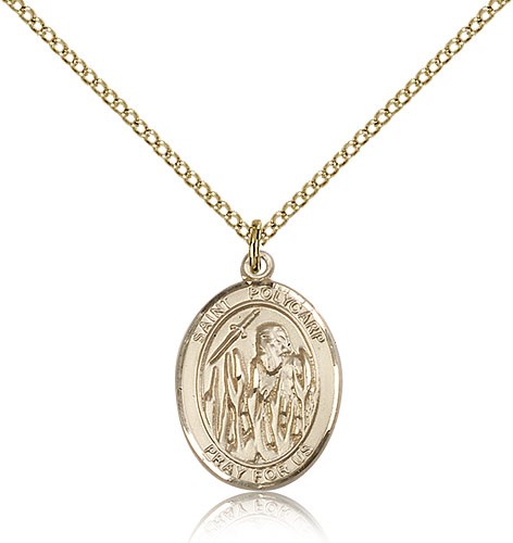 St. Polycarp of Smyrna Medal, Gold Filled, Medium - Gold-tone