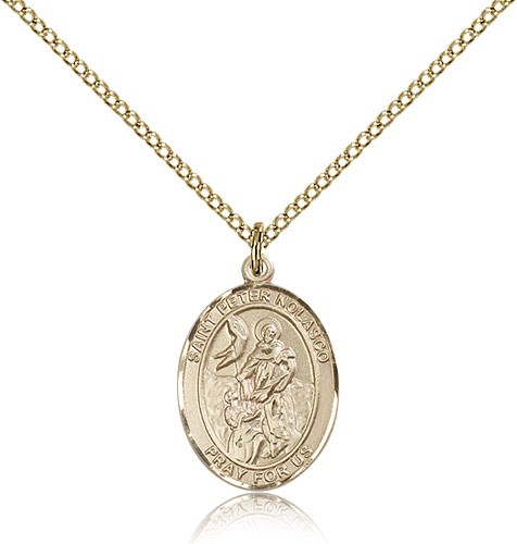 St. Peter Nolasco Medal, Gold Filled, Medium - Gold-tone
