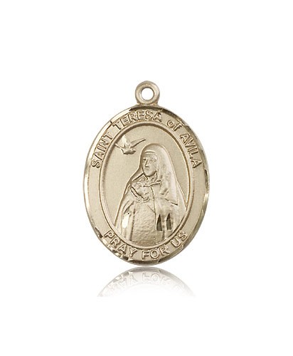 St. Teresa of Avila Medal, 14 Karat Gold, Large - 14 KT Yellow Gold