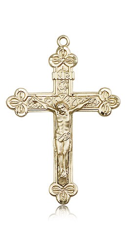 Crucifix Pendant, 14 Karat Gold - 14 KT Yellow Gold