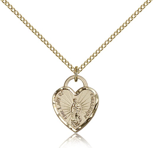 Our Lady of Guadalupe Heart Medal, Gold Filled - Gold-tone