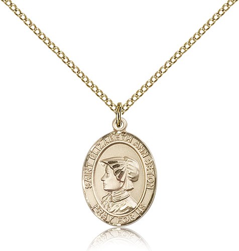 St. Elizabeth Ann Seton Medal, Gold Filled, Medium - Gold-tone