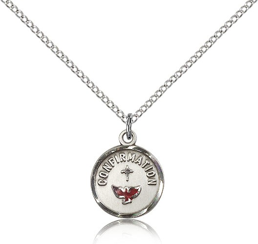 Confirmation Medal, Sterling Silver - 18&quot; 1.2mm Sterling Silver Chain + Clasp