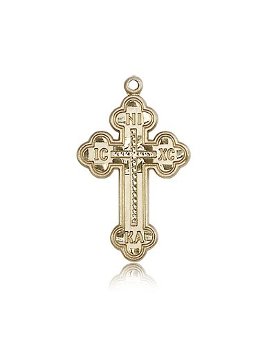 Russian Cross Pendant, 14 Karat Gold - 14 KT Yellow Gold