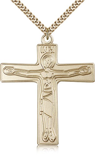 Cursillio Cross Pendant, Gold Filled - 24&quot; 2.4mm Gold Plated Endless Chain