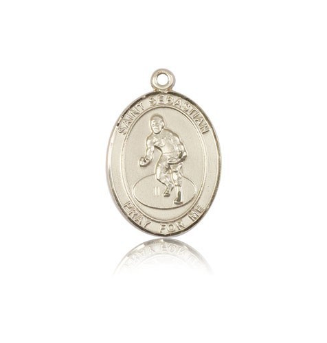 St. Sebastian Wrestling Medal, 14 Karat Gold, Medium - 14 KT Yellow Gold