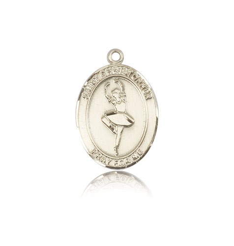 St. Christopher Dance Medal, 14 Karat Gold, Medium - 14 KT Yellow Gold