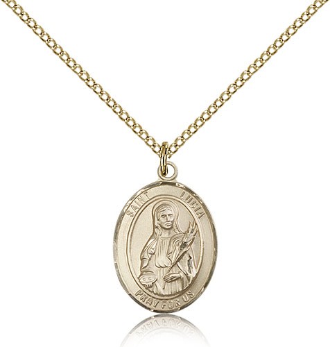 St. Lucia of Syracuse Medal, Gold Filled, Medium - Gold-tone