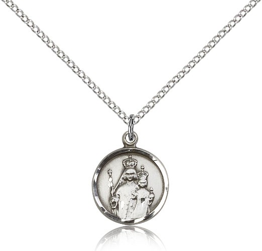 Our Lady of Consolation Medal, Sterling Silver - 18&quot; 1.2mm Sterling Silver Chain + Clasp