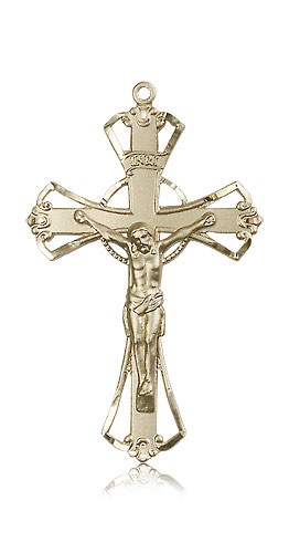 Crucifix Pendant, 14 Karat Gold - 14 KT Yellow Gold