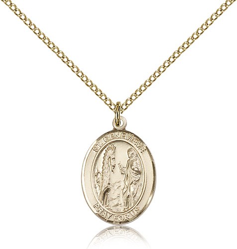 St. Genevieve Medal, Gold Filled, Medium - Gold-tone