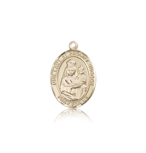 Our Lady of Prompt Succor Medal, 14 Karat Gold, Medium - 14 KT Yellow Gold