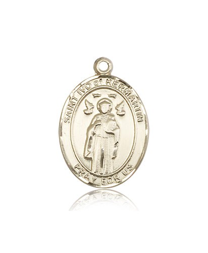 St. Ivo Medal, 14 Karat Gold, Large - 14 KT Yellow Gold