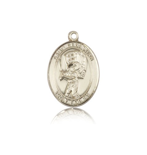 St. Sebastian Baseball Medal, 14 Karat Gold, Medium - 14 KT Yellow Gold