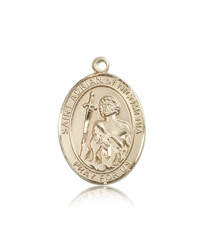 St. Adrian of Nicomedia Medal, 14 Karat Gold, Large - 14 KT Yellow Gold