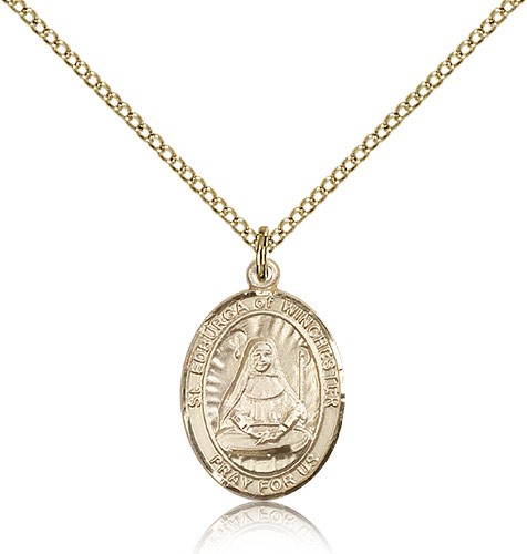 St. Edburga of Winchester Medal, Gold Filled, Medium - Gold-tone