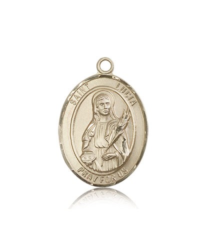 St. Lucia of Syracuse Medal, 14 Karat Gold, Large - 14 KT Yellow Gold