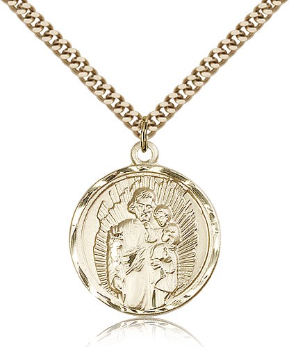 St. Joseph Medal, Gold Filled - 24&quot; 2.4mm Gold Plated Endless Chain