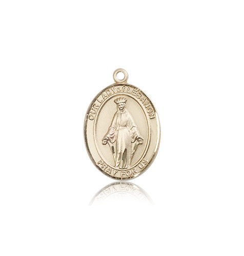 Our Lady of Lebanon Medal, 14 Karat Gold, Medium - 14 KT Yellow Gold