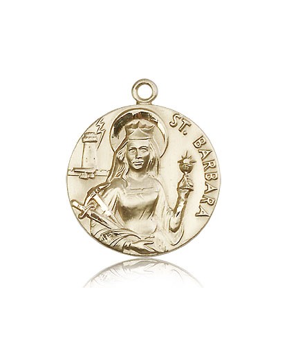 St. Barbara Medal, 14 Karat Gold - 14 KT Yellow Gold