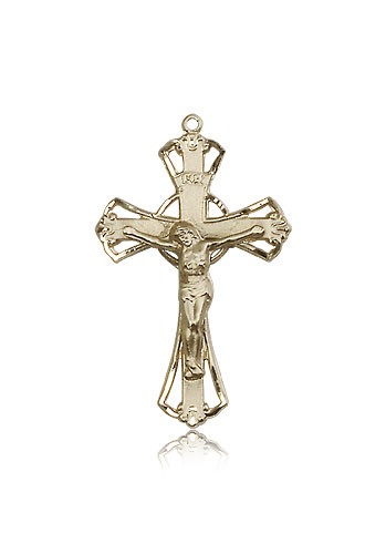 Crucifix Pendant, 14 Karat Gold - 14 KT Yellow Gold