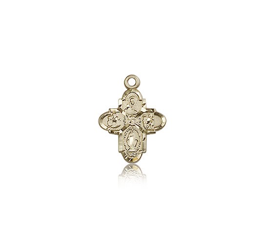 4 Way Cross Pendant, 14 Karat Gold - 14 KT Yellow Gold