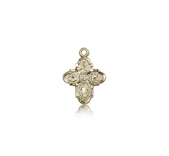 4 Way Cross Pendant, 14 Karat Gold - 14 KT Yellow Gold