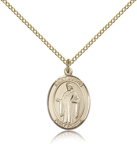 St. Justin Medal, Gold Filled, Medium - Gold-tone