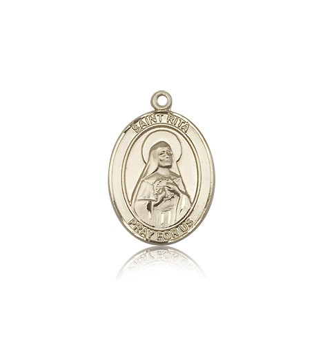 St. Rita Baseball Medal, 14 Karat Gold, Medium - 14 KT Yellow Gold