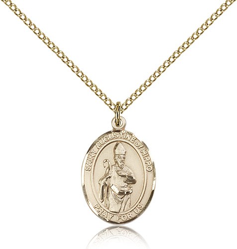 St. Augustine of Hippo Medal, Gold Filled, Medium - Gold-tone