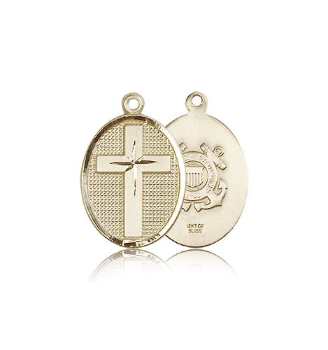 Coast Guard Cross Pendant, 14 Karat Gold - 14 KT Yellow Gold