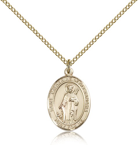 St. Catherine of Alexandria Medal, Gold Filled, Medium - Gold-tone