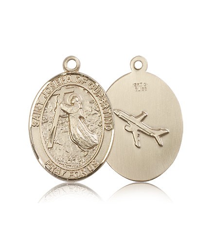 St. Joseph of Cupertino Medal, 14 Karat Gold, Large - 14 KT Yellow Gold