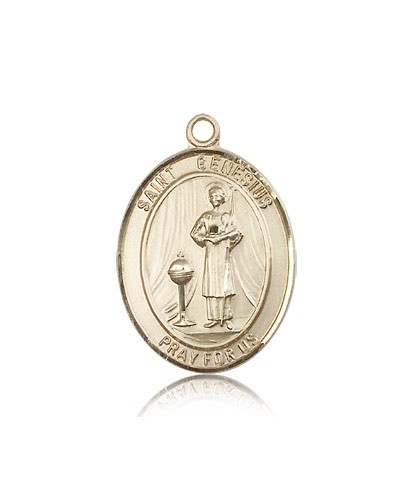 St. Genesius of Rome Medal, 14 Karat Gold, Large - 14 KT Yellow Gold